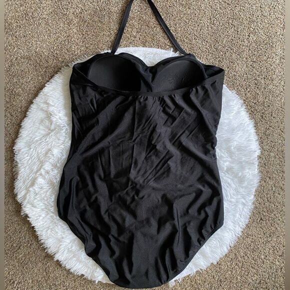 Sea by Monif C. One Piece Swimsuit Cutout Front Black New Womens Plus Size 24W - Picture 2 of 10